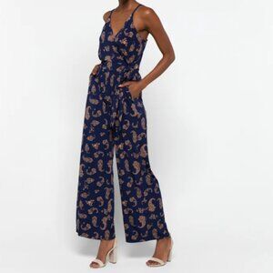 Kaileigh Rochelle Knit Jumpsuit Navy Paisley XL